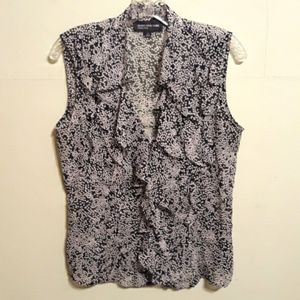 Jones New York M sheer Sleeveless top polka dot